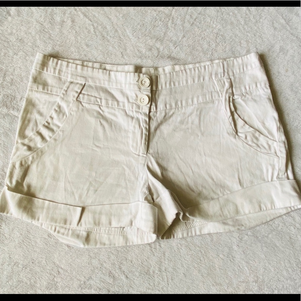 Body Central White Cuffed Shorts